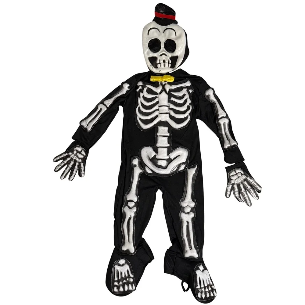 Spooktacular Creations Skeleton Costume Kids 3T Black Excellent Skelebones Mask
